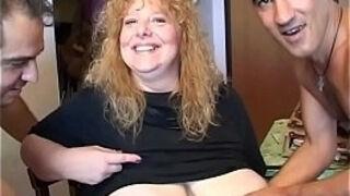 Wild orgy with a mature gangbang