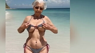 Granny Showing her New Sexy Bikini with Dirtytalk&period; Watch the Horny GILF Nude at the End &vert; AI-generated