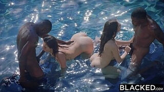 BLACKED&period;com Foursome Fuck with Two Hot Brunettes