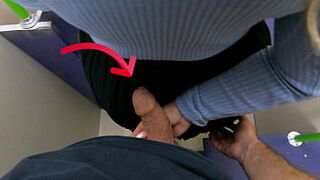 Married Milf Grabbing my Dick in Public &vert; Handjob and Cumshot in Train