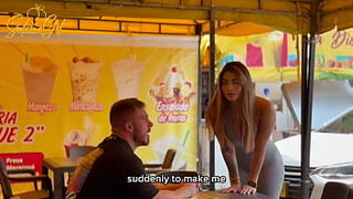 MILF stepmom convince a foreigner client to fuck in her house while her husband is not there