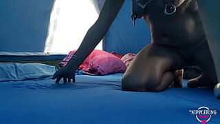 nippleringlover hot masturbating with vibrator in tent at nude beach pierced pussy extreme pierced nipples