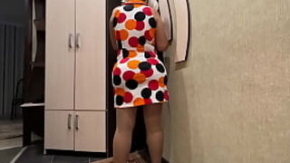 step Mom dropped her son's jacket and he fucked her ass in anal