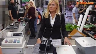 Hot blonde milf pawns her pussy and nailed at the pawnshop