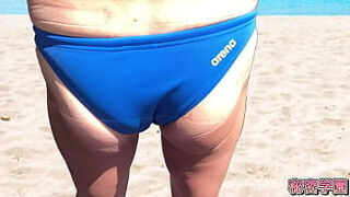 Do you like cocks and buttocks sticking out of your swimsuit&quest; &quest; Masturbation&comma; handjob&comma; ejaculation&comma;